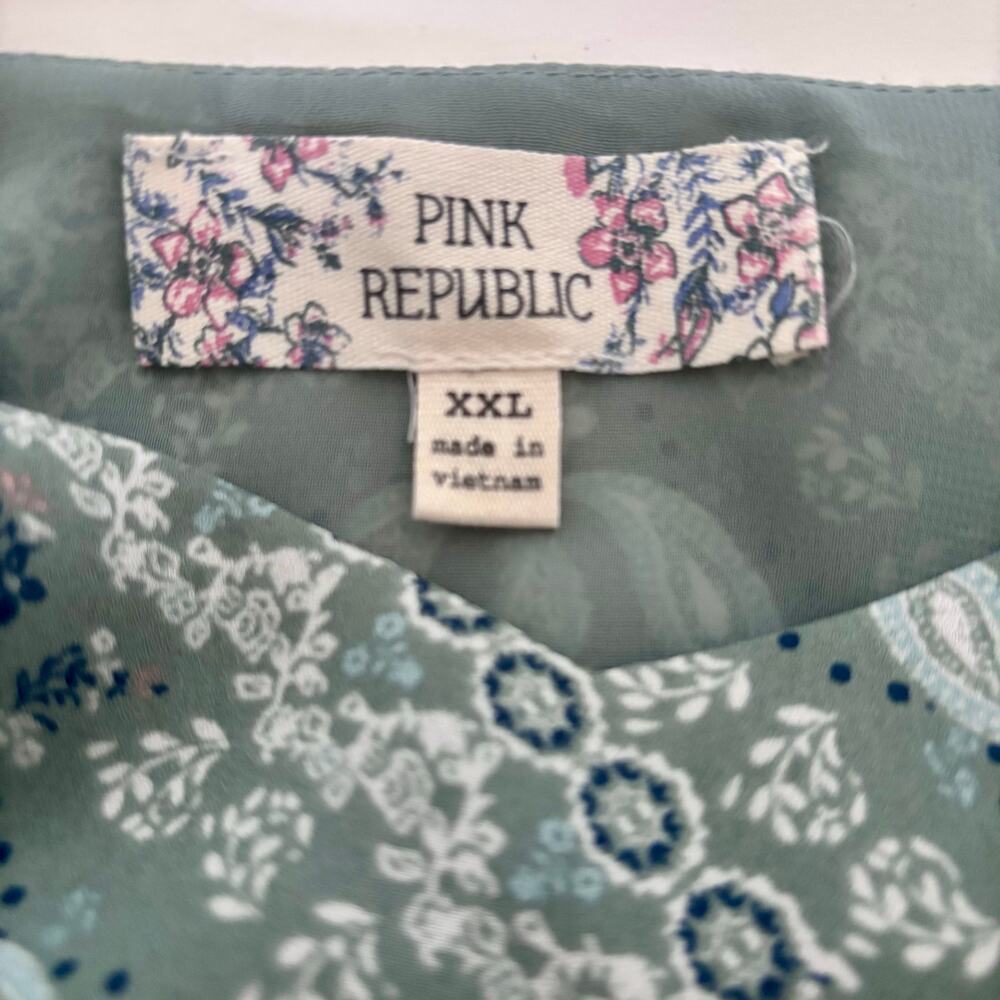 Pink Republic Boho Sage Green Paisley Camisole Tank Top Women's XXL Lined - Picture 6 of 7